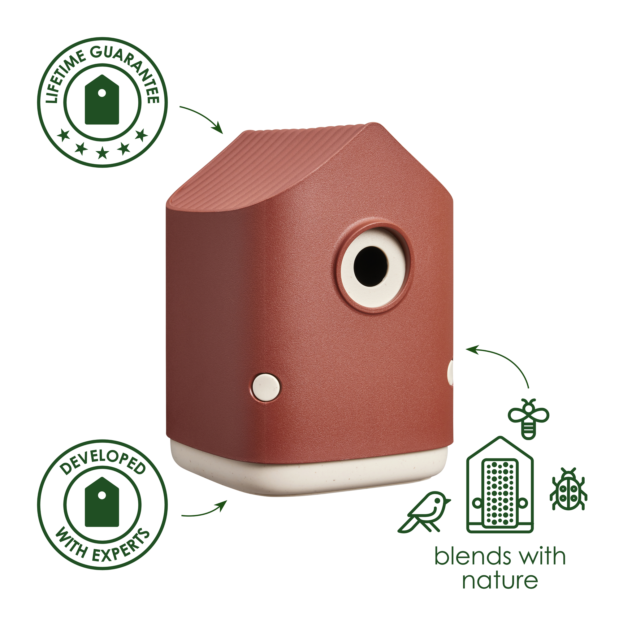 Ns Rood cosy bird house + feeder toscaans rood - elho® - Give room to nature