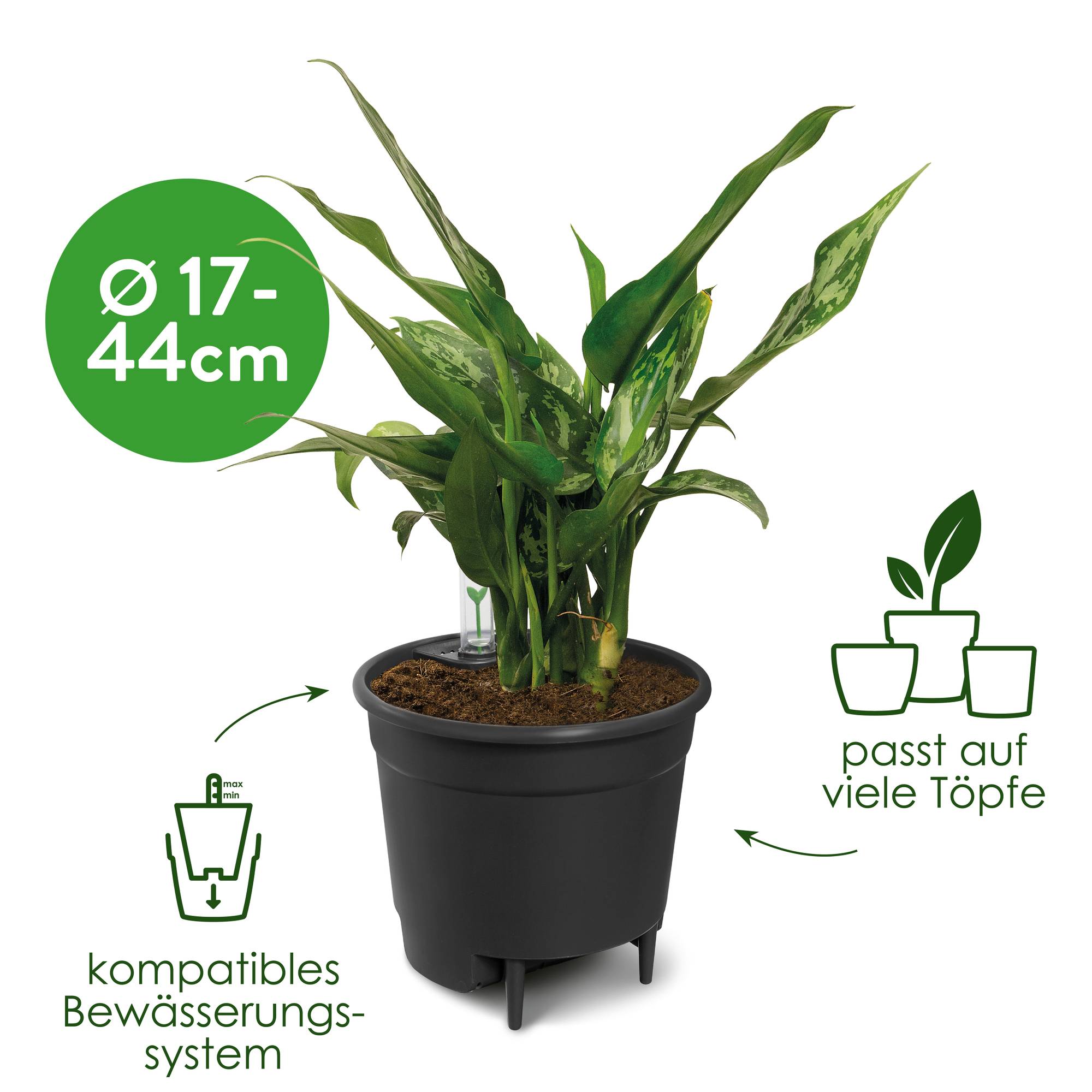 Selbstbewsserungssystem 28cm living schwarz - elho - Give room to nature