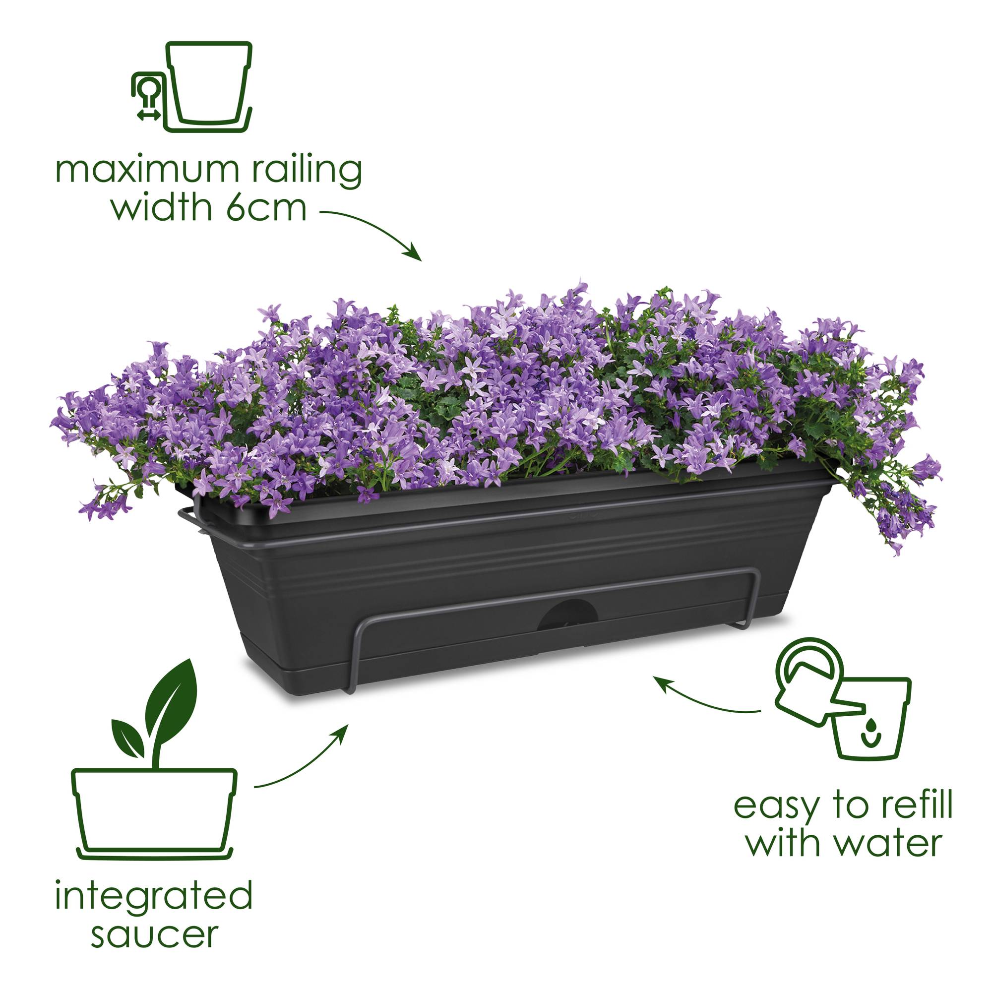 Green Trough Riser green basics trough allin1 70cm living black - elho® - Give room to nature