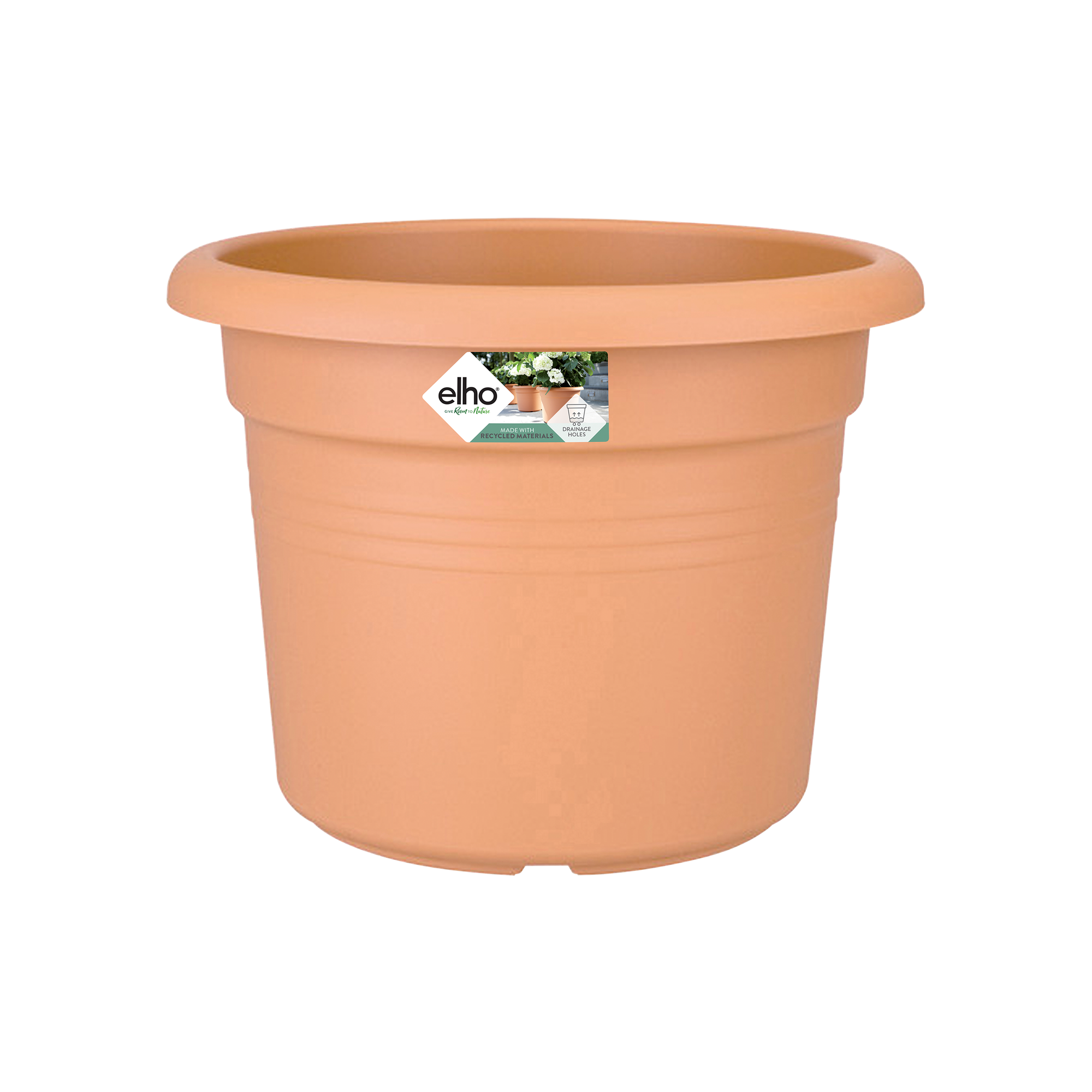 Elho Green Basics Cilinder Plant Pot Terracotta 40cm Recycled Stable 
